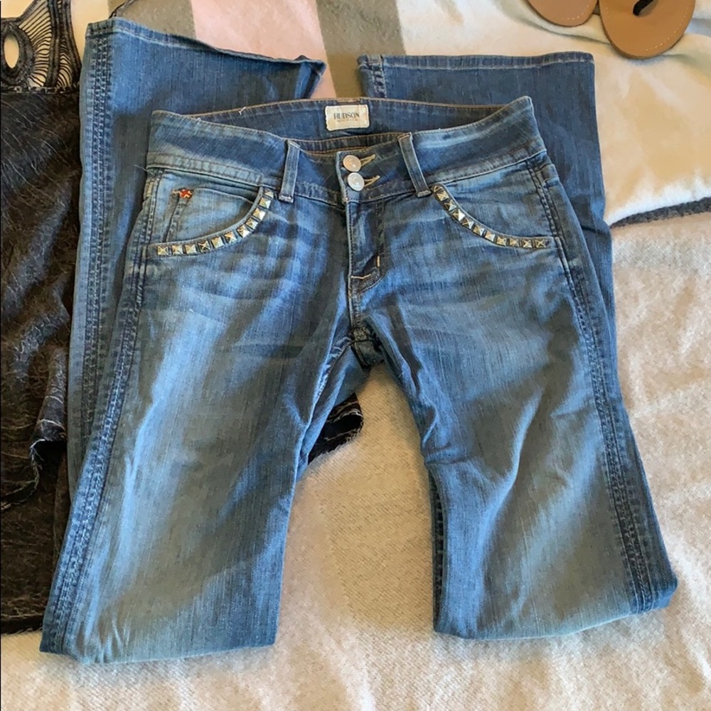 Vintage Y2K Hudson Signature Bootcut Studded Jeans